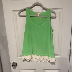 Green and white Sleeveless Top